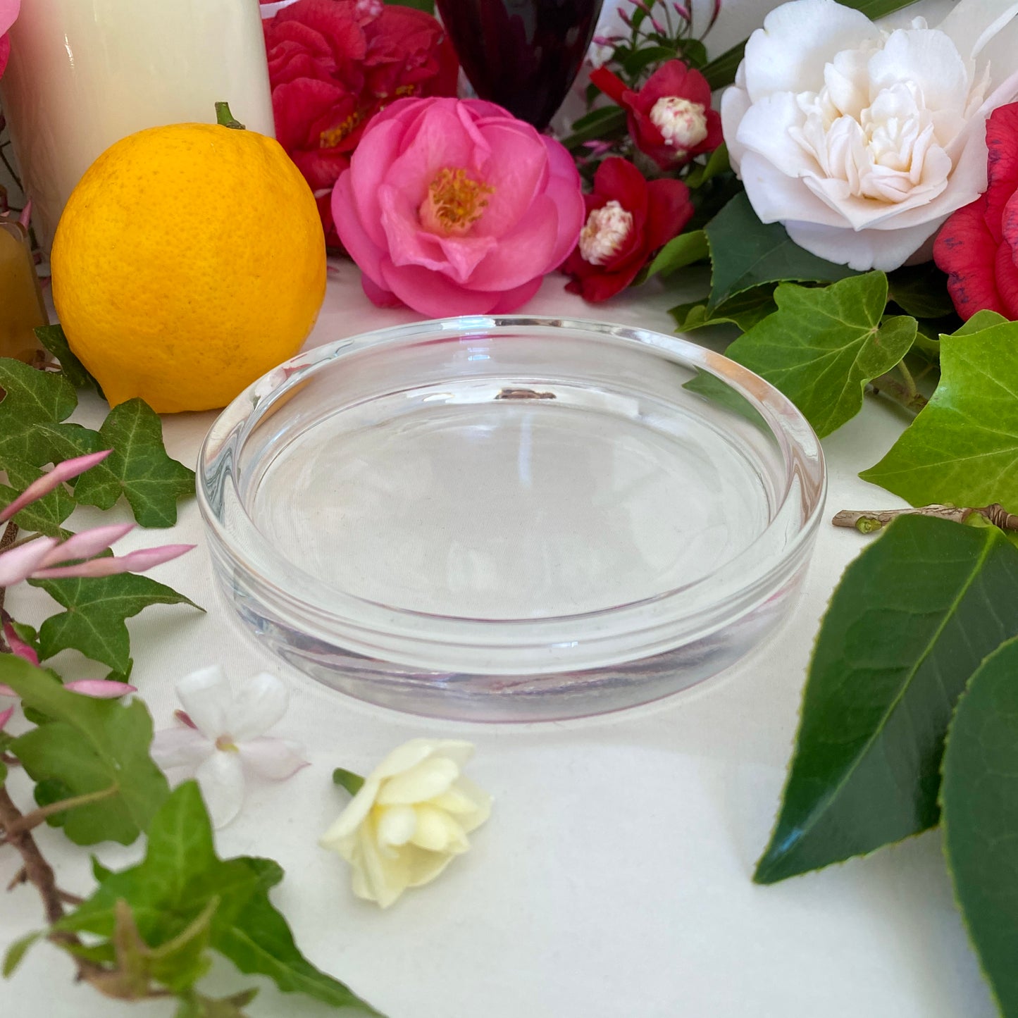 Round Clear Glass Plate Candle Holder