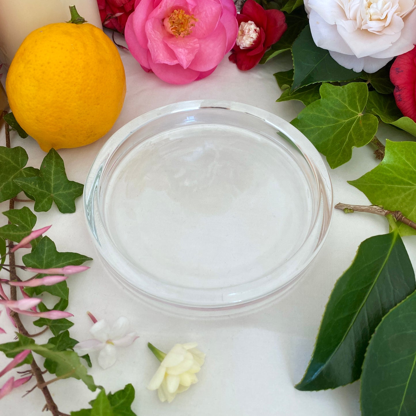 Round Clear Glass Plate Candle Holder