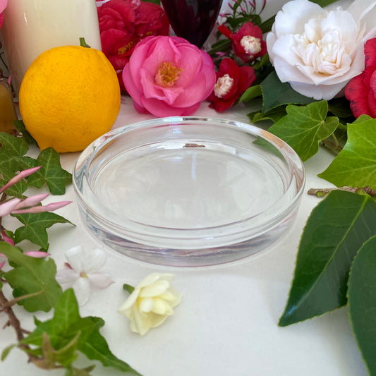 Round Clear Glass Plate Candle Holder
